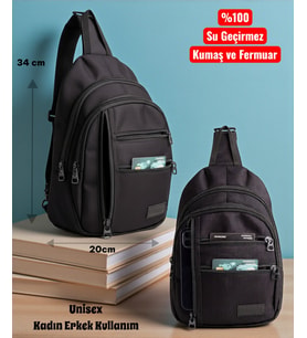 Crossbody Su Geçirmez Kumaş,Fermuar Çarpraz Askılı Unisex Omuz ve Bel Çantası