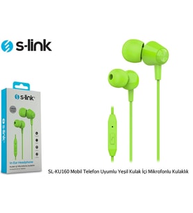 S-link SL-KU160 Mobil Telefon Uyumlu Yesili Kulak İçi Mikrofonlu Kulaklık