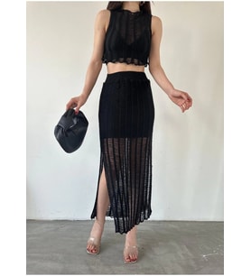Moda Ajurlu Bisiklet Yaka Casual Günlük Ekru %100 Pamuk Ajurlu Delikli Regular Triko Alt-Üst Takım