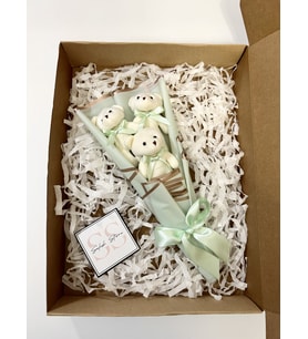 Teddy Bear Mint Yeşili Mini Külah Ayıcık Buketi Yıl Dönümü Doğum Gününe Özel Premium Hediye