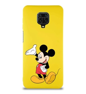 Xiaomi Redmi Note 9S Soft Premier Kapak Mickey Mouse-C Tasarımlı Silikon Kılıf - Sarı (Şeffaf)