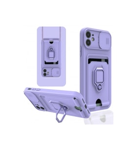 Northcity Apple iPhone 11 Uyumlu Kılıf Zuma Kartvizitli Yüzüklü Silikon - Lila