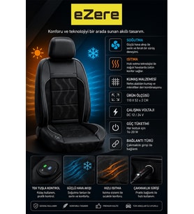 EZERE CoolSeat 12V Araç Koltuk Soğutucu ve Isıtıcı Fanlı Minder 3 Kademeli