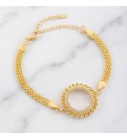 Yarım Altın Çerçeve Bileklik Çelik Altın Kaplama Güneş Model BLK-1083 (Gold)