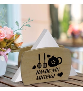 BK Gift Kişiye Özel İsimli Lüks Ahşap Peçetelik-8