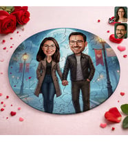 BK Gift Kişiye Özel Sevgili Karikatürlü Yuvarlak Puzzle 20x20cm -14, Sevgililer Günü Hediyesi, Sevgiliye Hediye