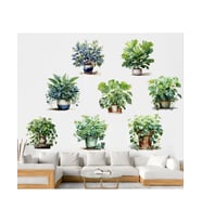 Saksılı Çiçek Tasarımlı 8li Sticker (5343)
