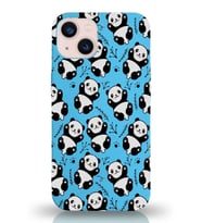 Apple iPhone 13 Mini Uyumlu Lansman Kılıf Panda Tasarımlı İçi Kadife Kapak-Mavi (Şeffaf)