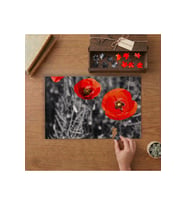 Kırmızı Gelincikler Tasarımı 240 parça Ahşap Puzzle Ahşap Kutuda MP08705