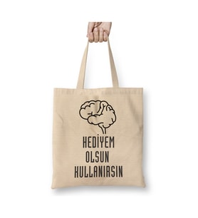 Komik Söz Hediyem Olsun Kullanırsın Beyaz Bez Çanta Uzun Saplı Alışveriş Çantası Plaj Çantası