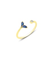 Gümüş altın yaldızlı zirkon taşlı mineli ayarlamalı yüzük SGTL12177GOLD (Rose)