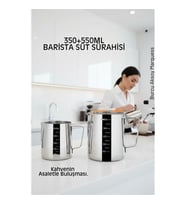 İnox 350ml-550ml Barista Süt Sürahisi Seti - Süt Köpürtme Potu -  Paslanmaz Çelik