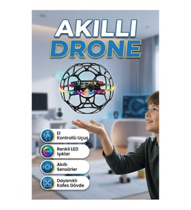 Akıllı Sensörlü El Kontrollü Mini Futbol Topu Drone – Renkli LED Işıklı