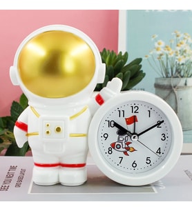 Dekoratif Astronot Tasarımlı Masa Saati (Sarı)