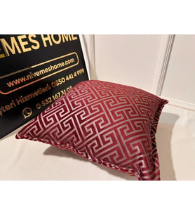 NİVEMESHOME MONET ZİGZAG KIRLENT KILIFI BORDO-GRİ 45 X 45