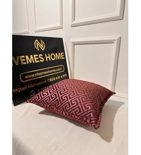 NİVEMESHOME MONET ZİGZAG KIRLENT KILIFI BORDO-GRİ 45 X 45