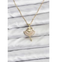 316L Çelik Zincir Gold Renk Balerin Model Kadın Kolye - TJ-BKO10775