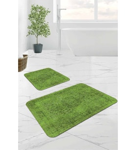 Yeşil Modern Klasik Banyo Halısı Klozet Paspas Seti BS233
