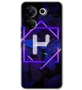 Tecno Camon 20 Pro 4G Kılıf HD Desen Baskılı Kılıf - Dark Neon Yaprak H Harfi