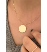 2 cm Çaplı Yuvarlak Plaka Kolye 14 Ayar Sarı Altın