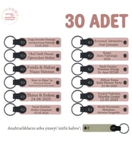 İşletmelere Özel Hazırlanan Hediyelik, 30'lu Set, Marka Yazılı Deri Anahtarlık, Pudra & Sütlü Kahve