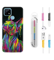 Realme C11 C21 C21Y C25Y C11 2021 Kılıf Kablo Koruma Spiral Silikon Color Cat 1754