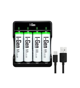 I-Gen G427 4 x USB Pil Şarj Cihazı + 4 Adet 2700 AA Kalem Pilli Set, 4 adet 2700 AA Pil + 4'lü Şarj Aleti