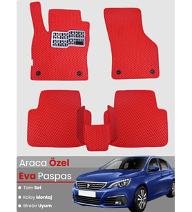 PEUGEOT 308 (2013-2022) Uyumlu EVA Paspas Tam Set–Araca Özel,Oto Paspas,Kolay Montaj