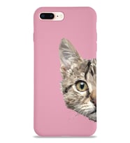 Apple iPhone 8 Plus Uyumlu Lansman Kılıf Catface Tasarımlı Altı Kapalı İçi Kadife Kaplı  Kapak (Şeffaf)