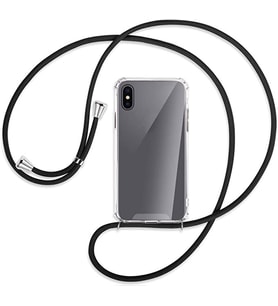 Apple iPhone X / XS Kılıf Boyun Omuz Askılı iPli Anti Şok Köşe Korumalı Şeffaf Silikon (Siyah)