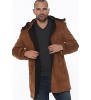PLT8399 DEWBERRY SÜET GÖRÜNÜMLÜ ERKEK PALTO-AÇIK CAMEL