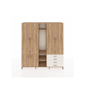 Hyperion Dolap 14 Raflı 4 Çekmeceli Tek Askılı 220x44x243 Çam-Çam/Aytaşı