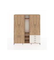 Hyperion Dolap 14 Raflı 4 Çekmeceli Tek Askılı 220x44x243 Çam-Çam/Aytaşı
