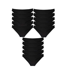 15 adet Süper Eko Set Likralı Kadın Slip Külot Siyah