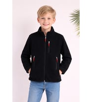 Monox Çocuk Lastik Manşetli Fermuarlı 3 Cepli Unisex Polar Ceket (Siyah)