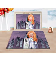 BK Gift Kişiye Özel Kadın Göz Doktoru Karikatürlü 1000 Parça Profesyonel Puzzle-1