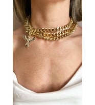 Siyah Anka Detaylı Choker Kolye