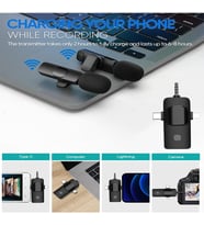Lexroo K9-C2 Wireless 3ın1 (Kablosuz Mikrofon) Type-C - Lightning -3,5mm Jak Çiftli Yaka Mikrofonu
