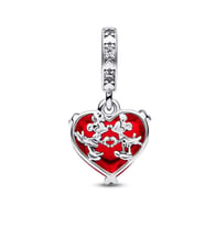 Lines Bijuteri s925 Ayar Disney Mickey & Minnie Mouse Öpücük Kırmızı Murano Cam Sallantılı Charm