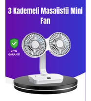 720° Döner Çift Taraflı Masaüstü Vantilatör – USB Şarjlı Sessiz Fan