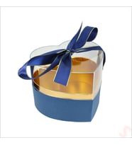 Pleksi Kapaklı Kalp Kutu, 15 x 15 x 12 cm - K. Mavi (STD)