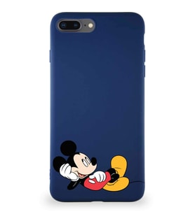 Apple iPhone 8 Plus Soft Premier Kapak Mickey Mouse-F Tasarımlı Silikon Kılıf - Lacivert (Şeffaf)