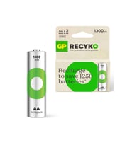 ŞARJLI PİL AA KALEM 1300MAH Nİ-MH (2 ADET) GP RECYKO GP130AAH