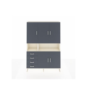 Arges Gardrop 7 Raflı 4 Çekmeceli 5 Kapaklı 132x30x195 Aytaşı-Antrasit