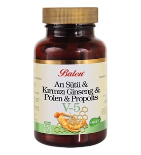 Balen V5 Arı Sütü Kırmızı Ginseng Polen Propolis Tablet 1015 Mg 60 Tablet
