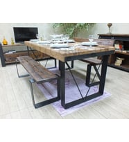 Ntconcept Açık Ceviz Renk Kalın Kenar Masif Doğal Ağaç Yemek Masası(60cm-120cm)
