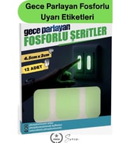 #FosforluBant Gece Parlayan Fosforlu Uyarı Etiketleri 12 Adet Kendinden Yapışkanlı Şerit Priz Elektr