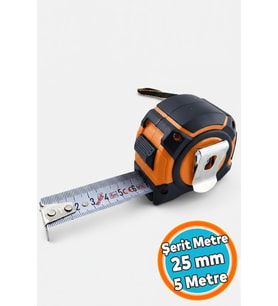 Şerit Metre 5 Metre 25 mm Kilitli Profesyonel Ölçü Aleti