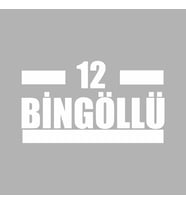12 Bingöllü Araba Sticker siyah 16x9 CM (Beyaz)