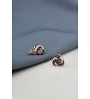 925 Ayar Gümüş Rose Kaplama Çivili Mistik Topaz Taşlı Tria, Loop Küpe